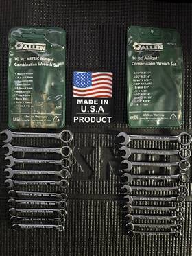 29015 Allen 29019 Usa And 10pc Metric Sae Midget Combination Wrench Sets