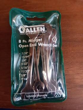 29121 Allen 8 Piece Midget Open End Wrench Set