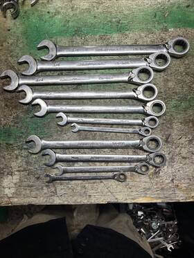 28-824 Armstrong 11 Piece 12 Pt Reversible Ratcheting Wrenchs Set Lot