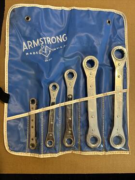 29-332 Armstrong Ratcheting Wrench Set 1/4 Inch To 7/8 In Vinyl Pouch Usa