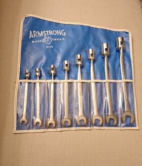 29-348 Armstrong Tools Flex Head Wrench Set 8pc - Full Polish 5/16 Inch -3/4 12pt