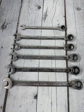 54-817 Armstrong 6 Piece Reversible Ratcheting Wrenches Usa Metric And Sae Vgc