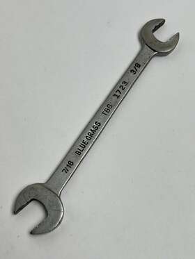 Tbg1723 Blue Grass Vintage Usa Double Open End Wrench - Sae Sizes 7/16 Inch X 3/8