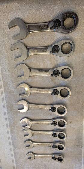 Boerms11-19 Blue Point Piece Short Stubby Reversible Ratcheting Metric Wrench Set 11-19mm