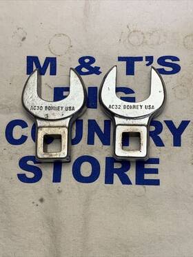 Ac32 Bonney Ac30 Usa 1/2 Inch Drive Sae 15/16 And 1 Crowfoot Open End Wrenches