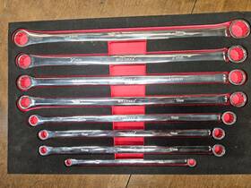 8xxldbt Bull Tools 8pc Xxl Zero Offset Double Box Metric Wrench Set 8-24mm With Foam Tray