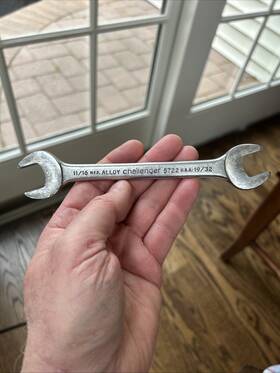 5722 Challenger Vintage Alloy 11/16 Inch X 19/32 Open End Wrench Usa