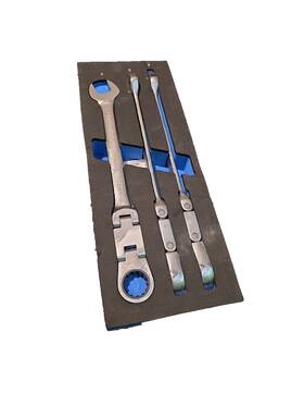 Cornwell Crw3msrb 3 Piece 120 Tooth Metric Offset Reversible Ratcheting Combination Wrench Set