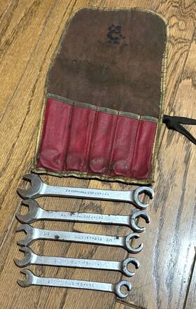 Cwf11 Cornwell Vtg Tools Flare Nut Line Hose Open Wrench Set Lot Deep Red Pouch