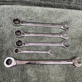 42420-42425 Craftsman Vintage Usa Ratcheting Reversible Combination Wrench Metric Lot 5 Pcs