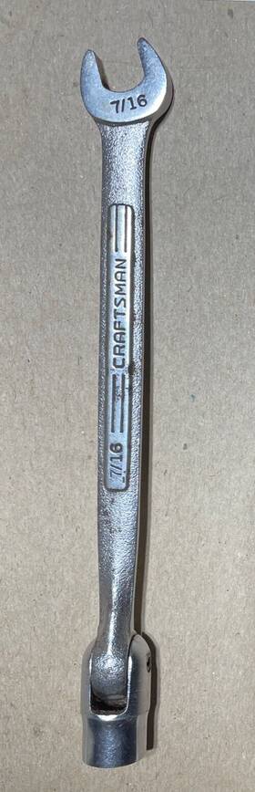 42541 Craftsman -v- Sae 7/16 Inch 12pt Flex Socket Combination Wrench Usa