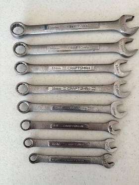 42915-19 Craftsman 8 Vtg Metric And Sae Combination Wrench Set 5 11-15mm 3 5/16-3/8 Inch