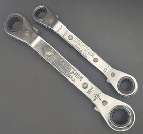 43363 Craftsman 43362 2x Set Wrench 12 Point Box End Ratcheting Usa 3/8 To 9/16 Inch