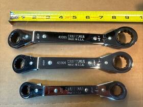 43363 Craftsman 43365 43364 3 Pc Set 12 Point Ratcheting Offset Box Wrenches Usa 7/8 Inch - 1/2 Nice