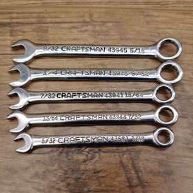 43561 Craftsman Five 5 Sae Combination Ignition Wrenches 5/32 13/64 7/32 1/4 9/32