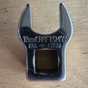 43633 Craftsman 12mm Open End Crowfoot Wrench 3/8 Inch Drive Vv Series Made In Usa