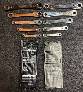 4369-4368 Craftsman 2 Vintage 5 Pc Set Double Box End Ratcheting Wrenches Metric Sae Usa