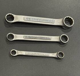 43861 Craftsman 43862 Vintage 3pc Sae Short Offset Box End Wrench Set
