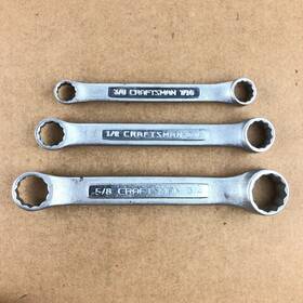 43862 Craftsman 43863 43861 Vintage 3 Pc Double Box End Wrench Set Stubby 3/8 Inch -3/4 Sae -v- Series