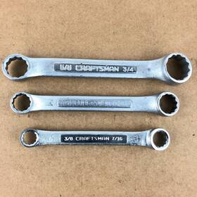 43862 Craftsman 43866 43861 Vintage 3 Pc Double Box End Wrench Set Stubby 3/8 Inch -3/4 Sae V And Vv