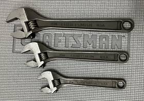 44061 Craftsman Rare Sears 3pc Black Oxide Adjustable Wrench Set Wf Usa 8/10/12 Inch