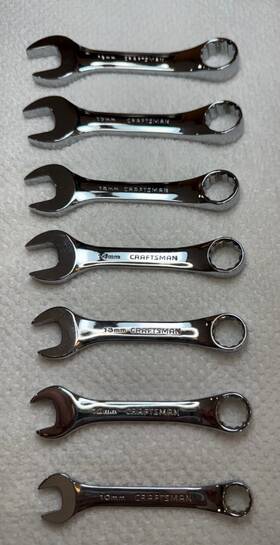 4413-4419 Craftsman Vtg 7 Piece Metric Stubby Combination -k- Series Wrench Set