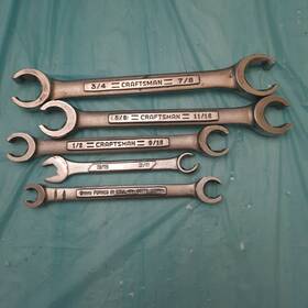 44176 Craftsman 44172 44173 44171 Vintage 5 Pc Sae/metric Flare Nut Line Wrenches. Usa. 3/8 Taiwan