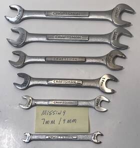 44521 Craftsman 44502 44504 44506 44508 Metric Double Open End 6pc Wrench Set 6mm-19mm No 7mm/9mm -v- Series