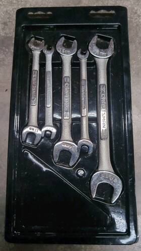 4452144 Craftsman Vtg Usa V 5 Open End Wrench Set/ 18 16 14 12 11 10 9 8 7 And 6mm