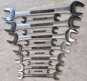 44571-44589 Craftsman 13pc Sae Open End With Jumbo Wrench Set 1/4 Inch To 1-5/8 Made In Usa