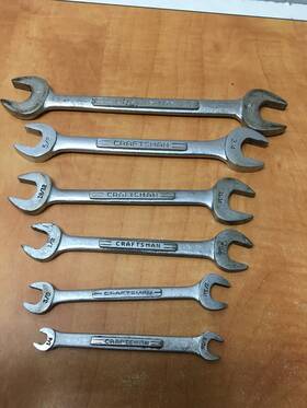 44582-44571 Craftsman Usa Sae Double Open End 6pc Wrench Set 1/4 5/16 3/8 To 7/8