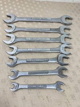 44583-44572 Craftsman Lot Of 7 -v- And -vv- Combo Open End Wrenches 1 Inch -3/8