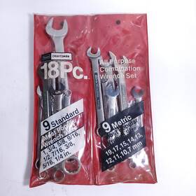 44673 Craftsman 18 Pc. All Purpose Combination Wrench Set Sae Metric