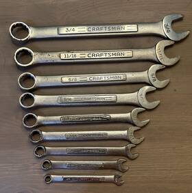 44701-44699 Craftsman Vintage Usa 9 Piece Sae Combination Wrench Set 1/4 Inch To 3/4 12 Point