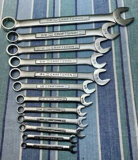 44703-44699 Craftsman Vtg. Usa Made Sae -vv- Combination Wrenches 7/8-1-4 Some Nos Double