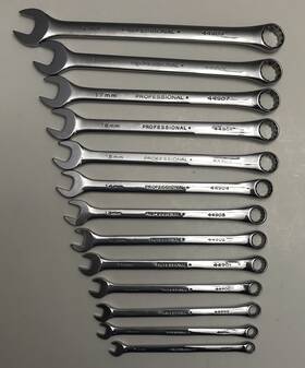 44897-44909 Craftsman Professional Usa 13pc Metric 7-19mm Full Polish Combination Wrench Set