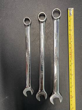 45976-45978 Craftsman Professional Sae 12-point Combination Wrench 9/16 1/2 7/16 Polished