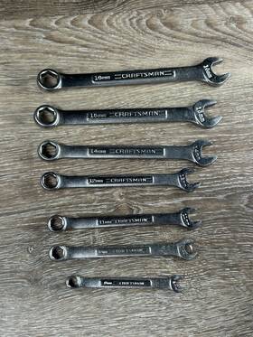 Craftsman 46892 Usa 7 Piece Metric 6pt 8-16 Mm Combination Wrench Set