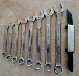 469s Craftsman Vtg. 8 Pc Combo Wrench Set -v - 5/16 Inch -3/4 And 9 In 1 Hex Key Usa