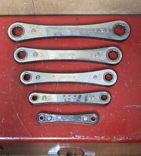48685 Craftsman 48681 Usa 5pc. Sae Ratcheting Box End Wrench Set 1/4-5/8 3/4 7/8 15/16 Inch Read