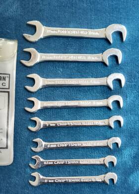 8-4308 Craftsman Vintage Sears Metric Ignition 8 Pc. Open End Wrench Set
