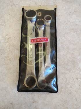 9-4365 Craftsman Nice Vintage Usa -v- Series 3pc Sae Short Offset Box End Wrench Set