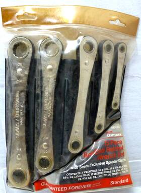 9-43680 Craftsman Vtg 943680 5pc Double Box End Ratchet Wrench Set With Speeder Discs Usa