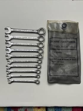 9-43443 Craftsman 943343 Sears 10 Pc Ignition Metric Combination Wrench Set