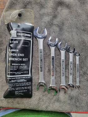 944616 Craftsman 5pc Sae Open End Wrench Set -v- Series 44616 1/4 Inch - 3/4 Usa Nice Vtg