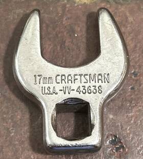 Vv-43638 Craftsman Vintage 3/8 Inch Drive 17mm Metric Crow Foot Open End Wrench Usa