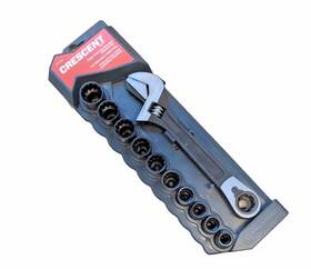 Cptwa8 Crescent Pass-thru Part Black Oxide Adjustable Wrench And Spline Socket Set