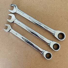 Frm10 Crescent Ratcheting End Wrench Set 3pc Metric Frm 10 12 13 Chrome - Taiwan