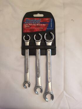 70025 Duralast 3-pc Flare Nut Wrench Set Metric.nos Slightly Broken Packaging