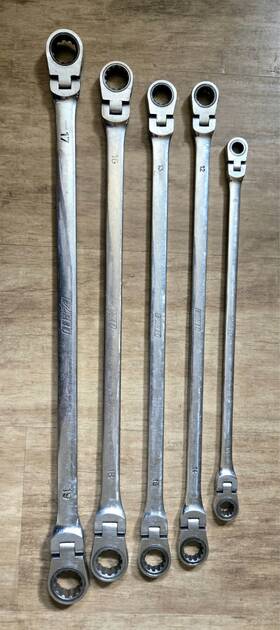 Nrm810-nrm1719 E-z Red Ez Xtra Long Double Flex Non Reversible Ratcheting Wrench 5pc Set 8-19mm